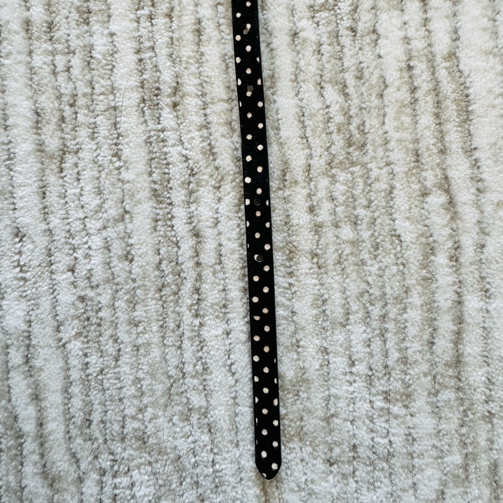 Ann Taylor Black Spotted Hair-On Faux Leather Skinny Belt Gold Buckle Sz small - Picture 3 of 5